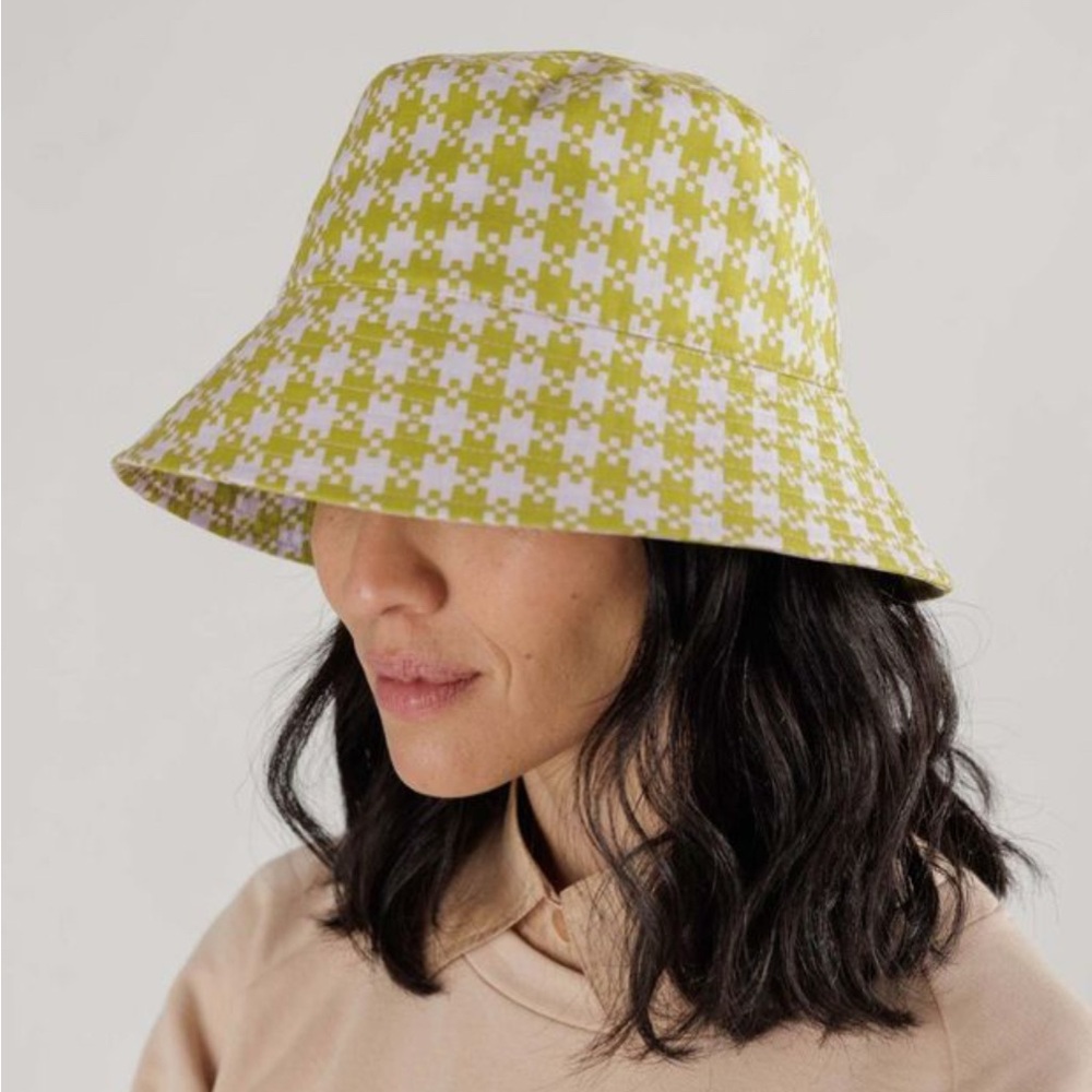 Baggu Green and Pink Checkered Bucket Hat